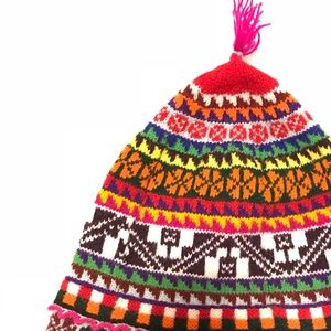 Alpaca winter hat. Colorful